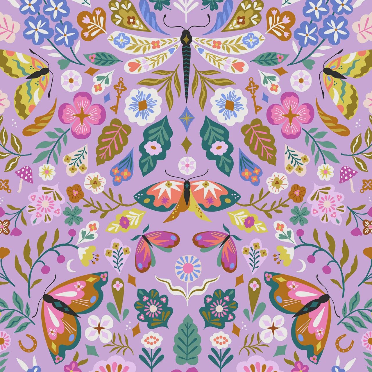 Dragonfly Dance, Lucky Charms, Printed Cotton