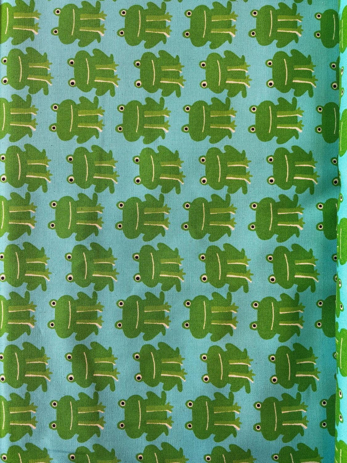Frogs on Blue, Printed Cotton Oxford, Japanese Import