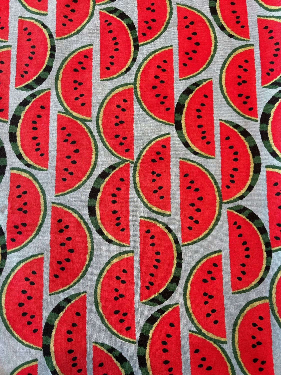 Watermelon on Blue, Cotton Linen Blend Canvas, Japanese Import