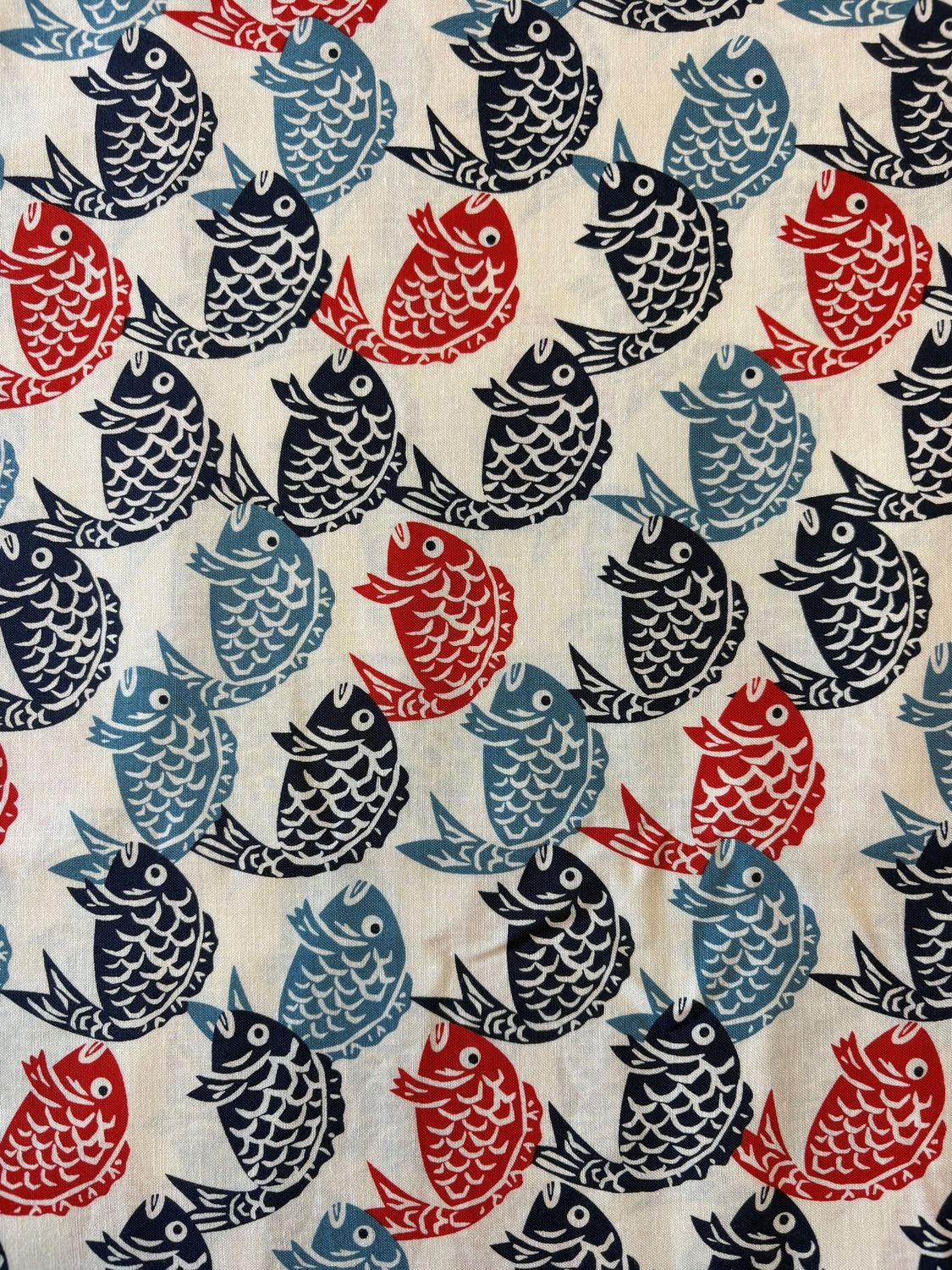 Traditional Fish, Printed Cotton, Japanese Import