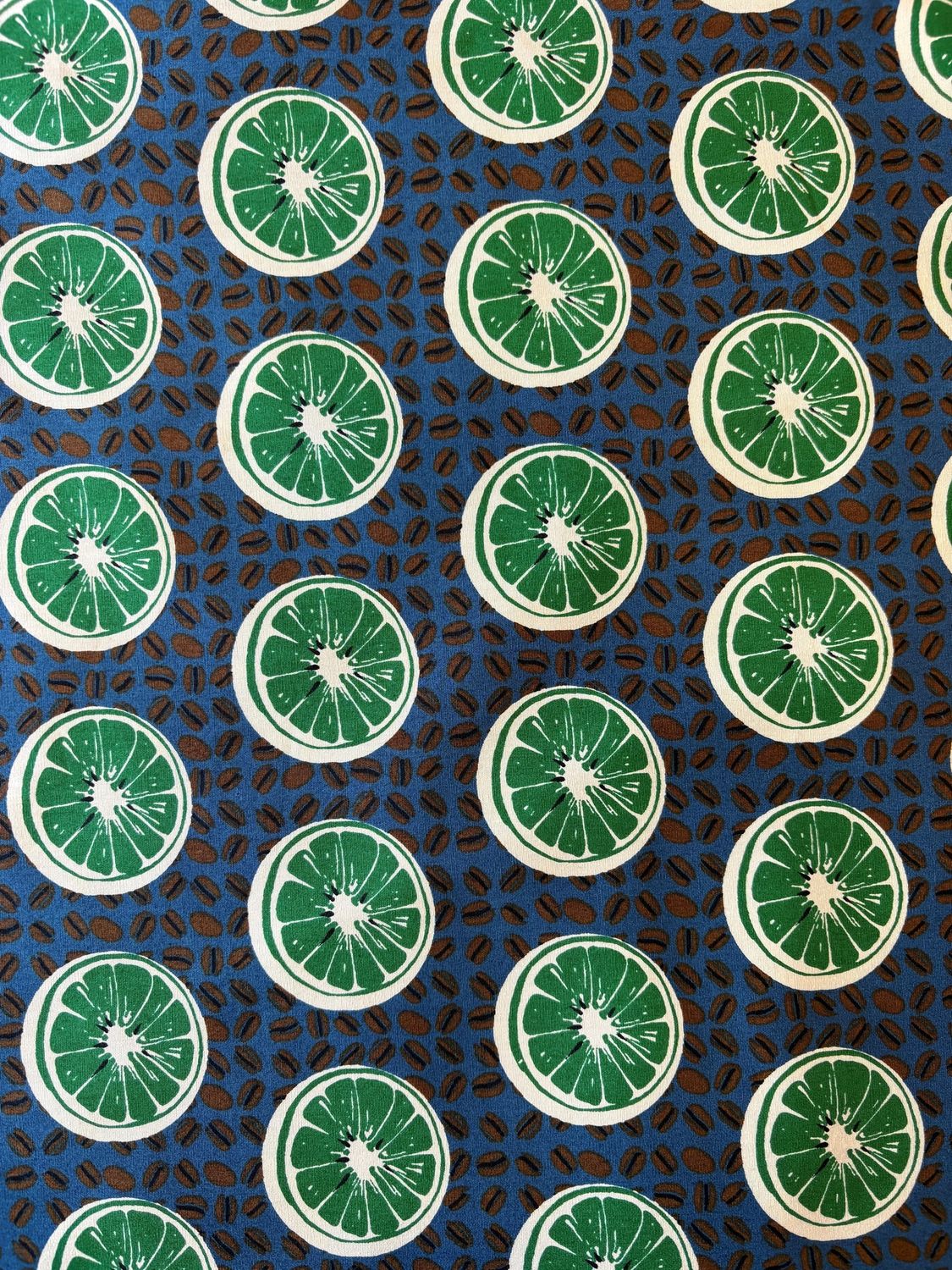 Limes and Coffee, Printed Cotton, Japanese Import