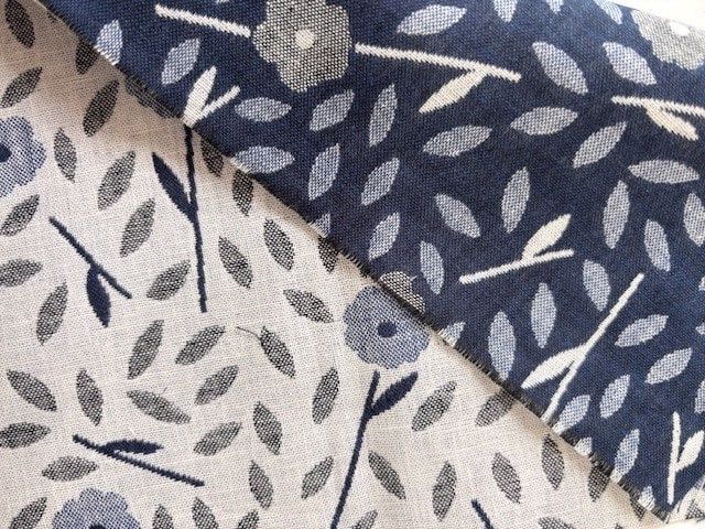 Leaves and Flowers Cotton Jacquard, Reversible, Japanese Import