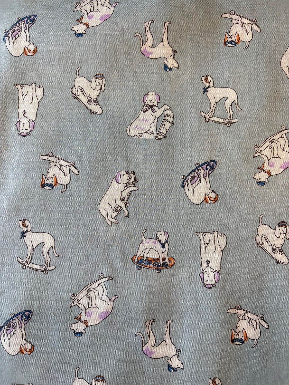 Dogs on Skateboards Printed Cotton Lawn, Japanese Import