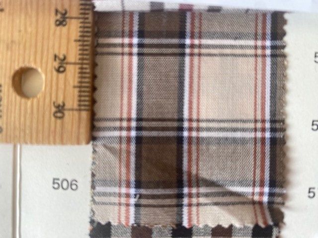 Brown and Red Plaid, Yarn Dyed Cotton Shirting / Broadcloth, Japanese Import