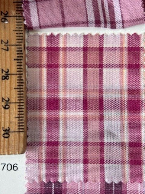 Pink Plaid, Yarn Dyed Cotton Shirting / Broadcloth, Japanese Import