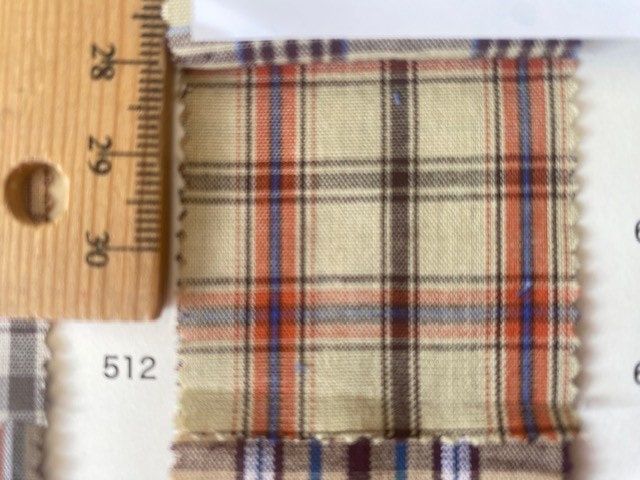 Beige and Orange Plaid, Yarn Dyed Cotton Shirting / Broadcloth, Japanese Import