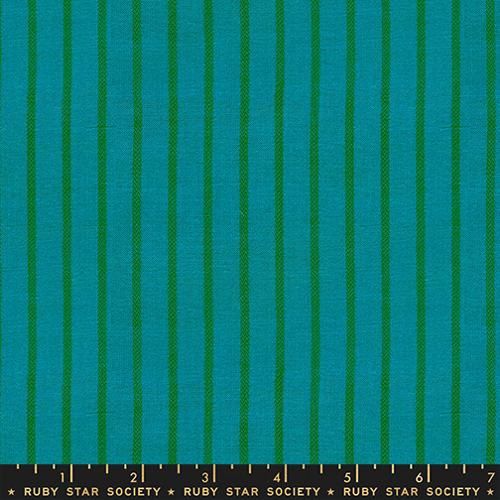 Apron Stripes Woven in Turquoise, Warp and Weft Mystic Fable, Ruby Star Society
