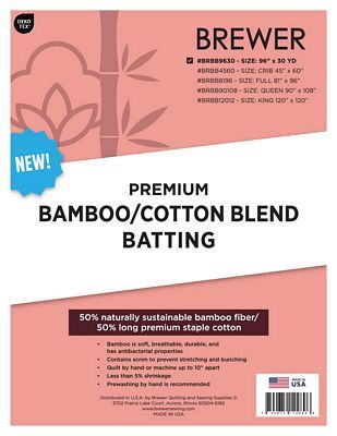 Batting Bamboo Cotton Blend 96" x 30 yd, Full Roll