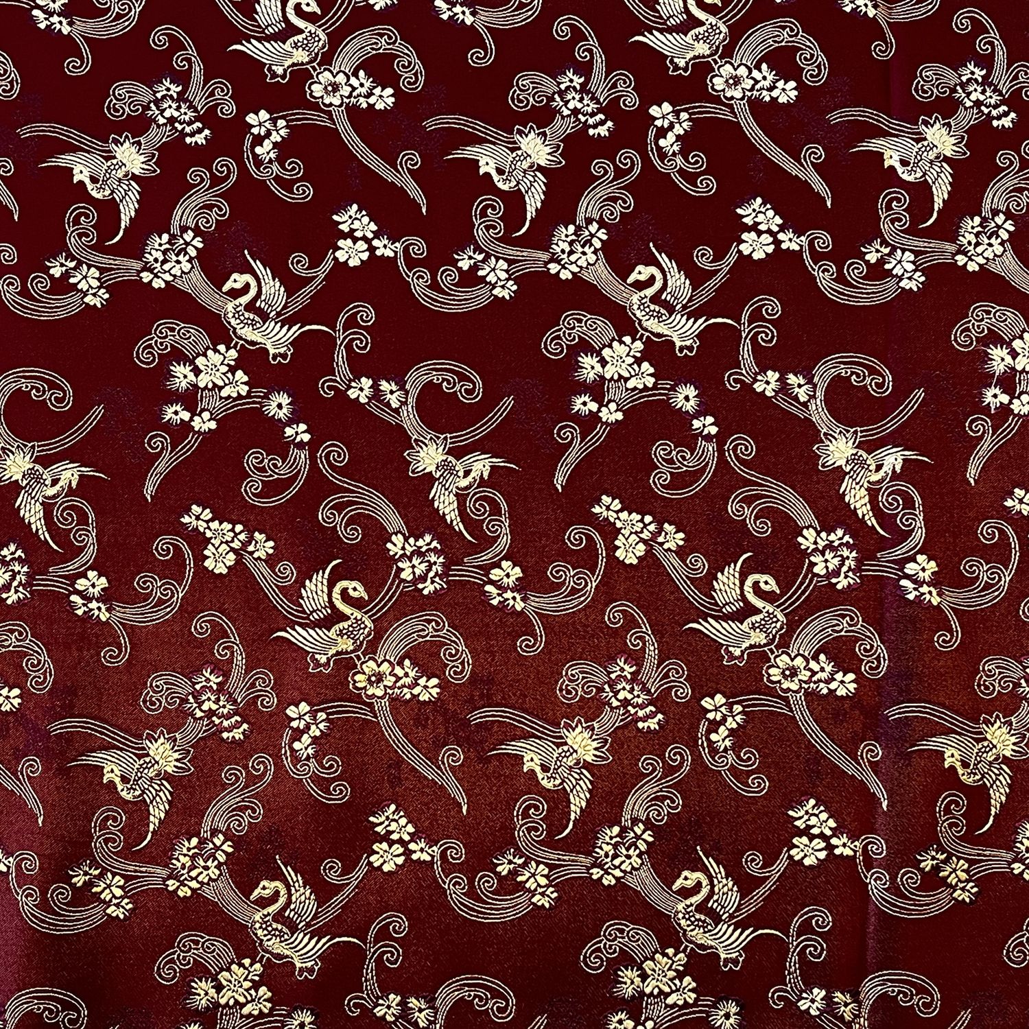 Dynasty Silk Rayon Blend Brocade (Assorted Designs), 30" wide, Color: Red Phoenix