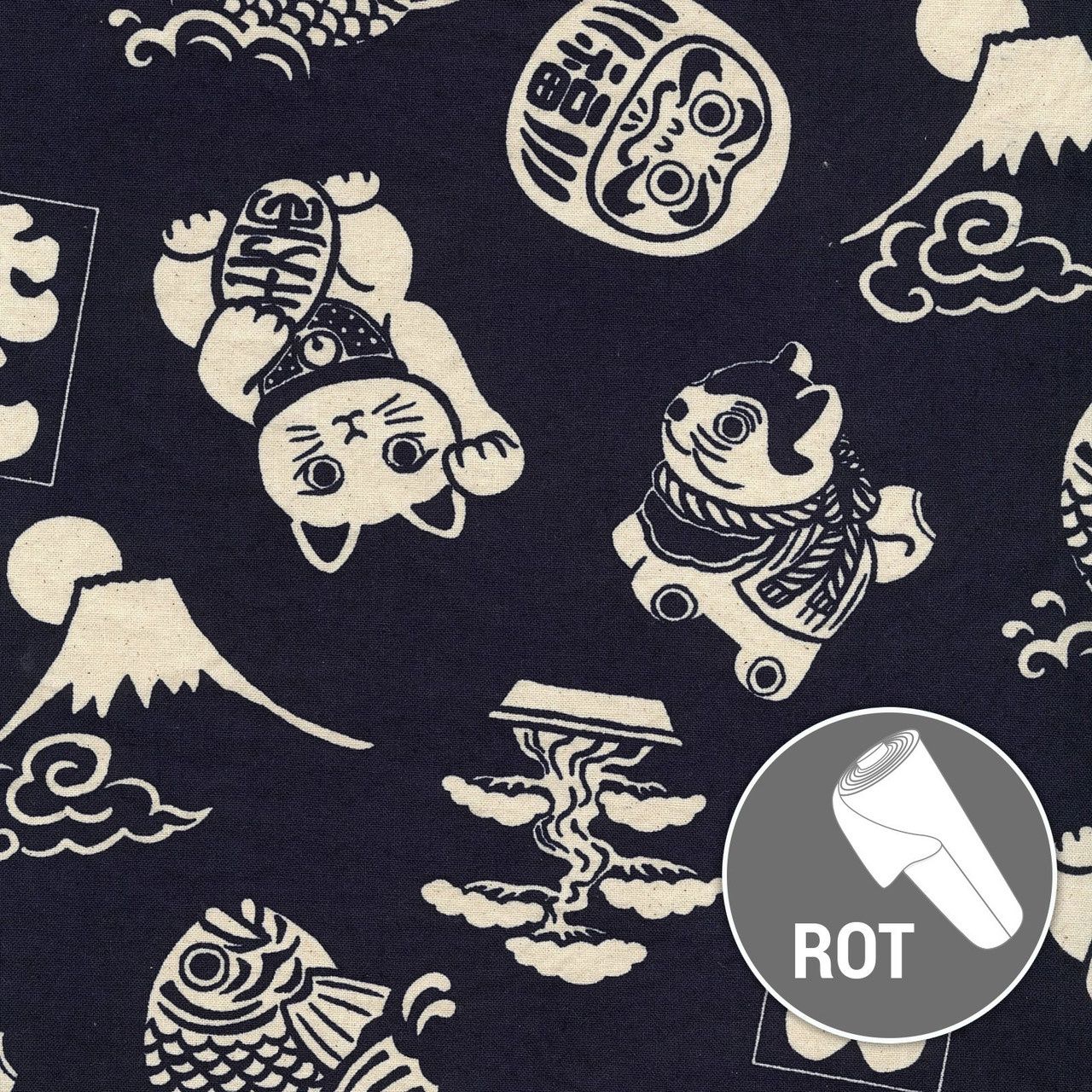 Lucky Charm Duck Canvas in Navy, Kokka