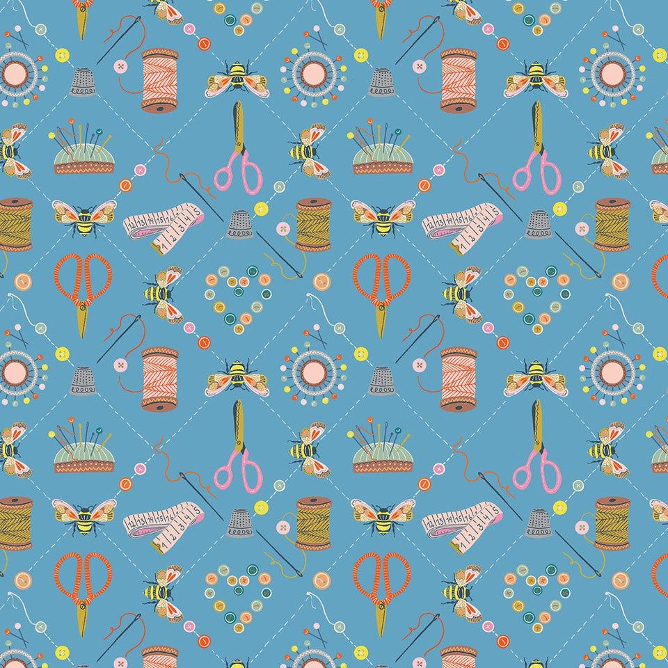 Bee Stitch, Country Sewing Club, Printed Coton