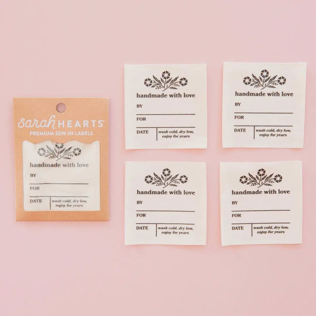 Vintage Handmade with Love Organic Cotton Write-in Labels, 4pk