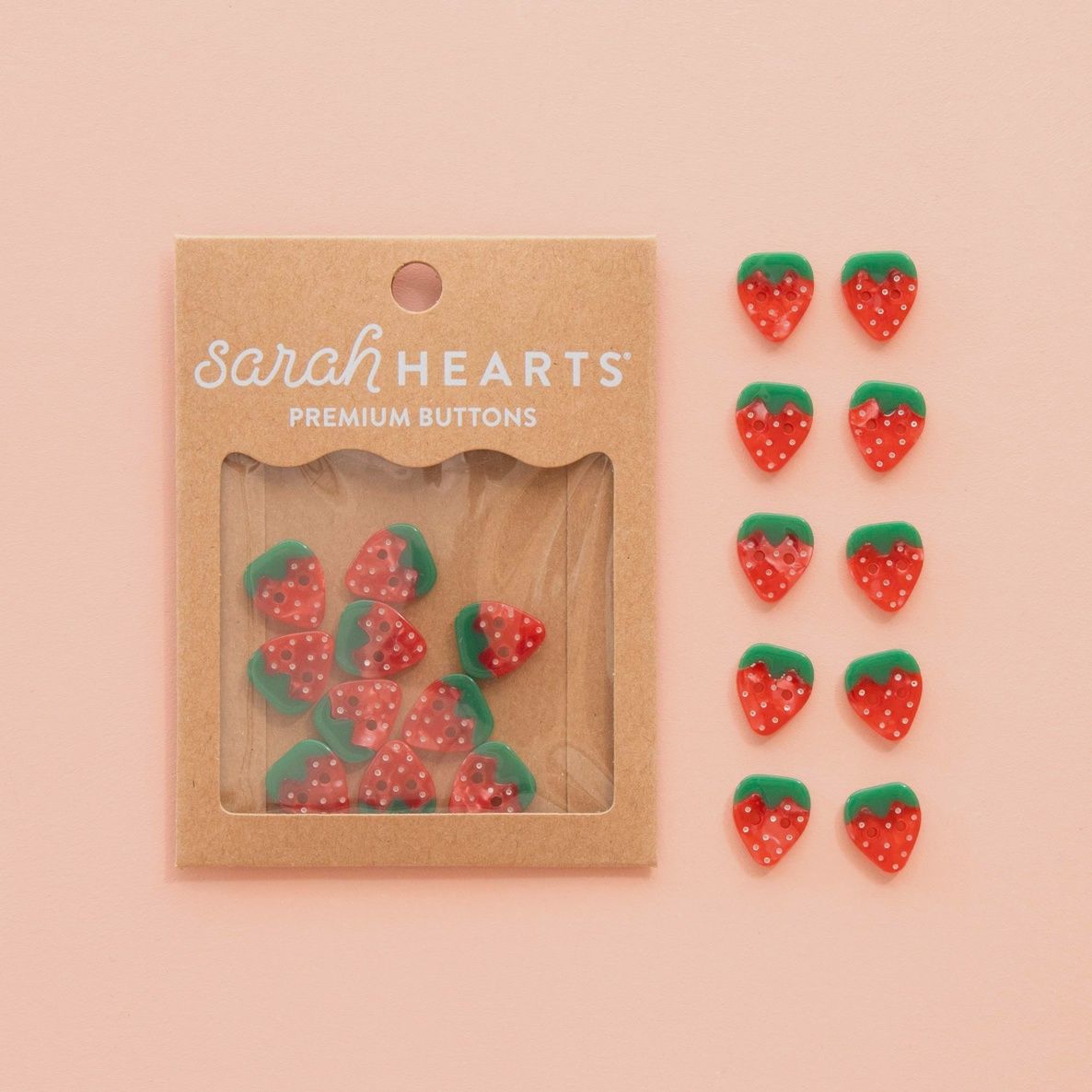 Strawberry Buttons Small 5/8", 10pk