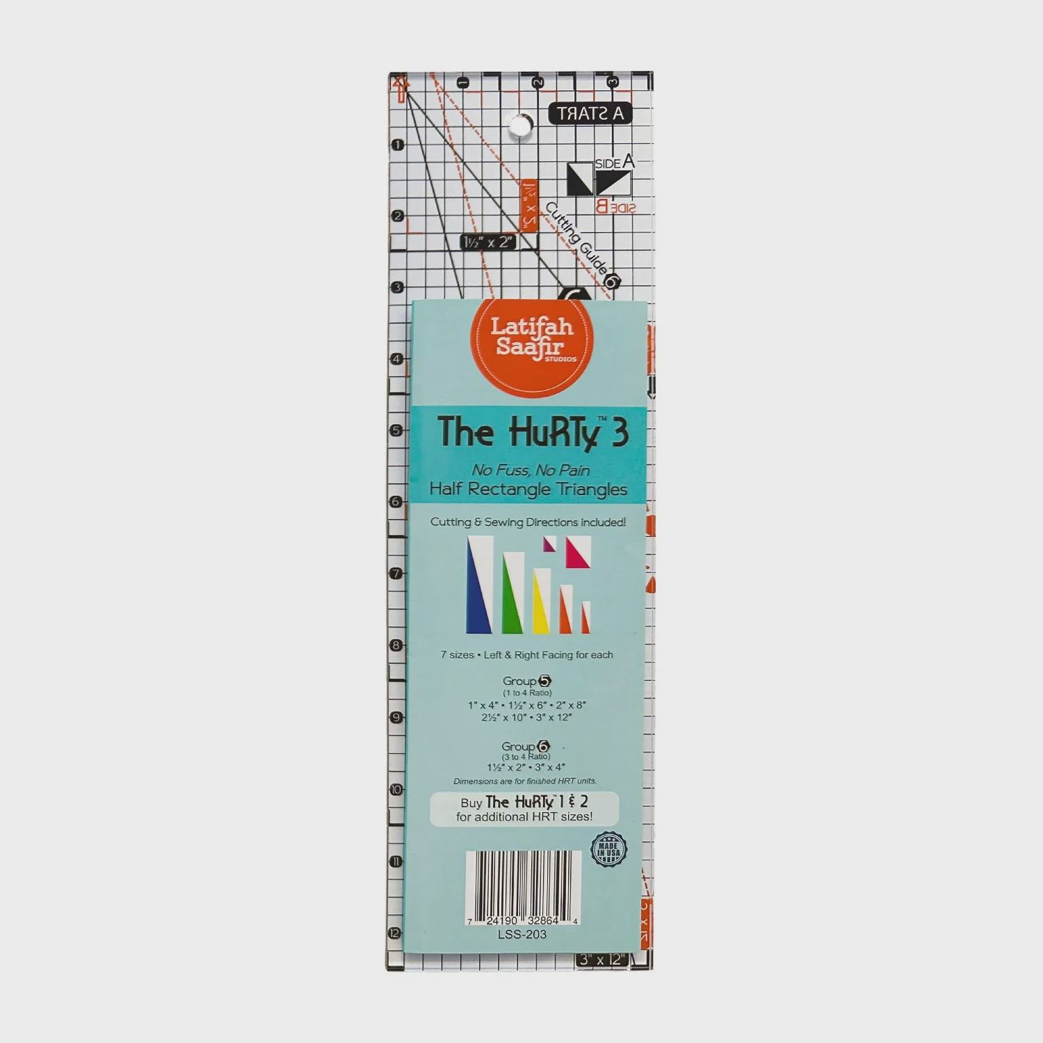 The HuRTy™ 3 - Half Rectangle Triangle Ruler (Ratios 1:4 and 3:4)
