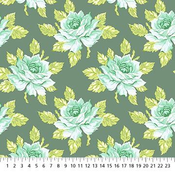 Hello Roses in Slate Printed Rayon, Daisy Crush