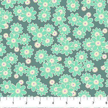 Dear Daisy in Slate Printed Cotton, Daisy Crush