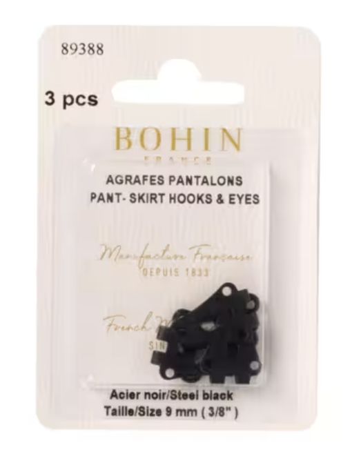 Hook and Eye Sew On Black, 4ct, Bohin