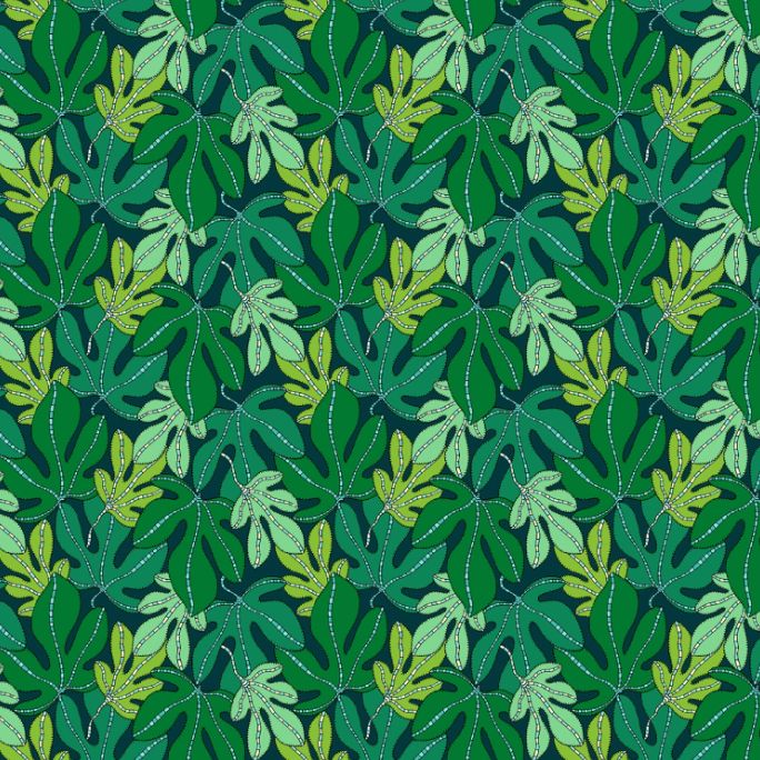 Monstera in Forest Printed Cotton, Sunshine