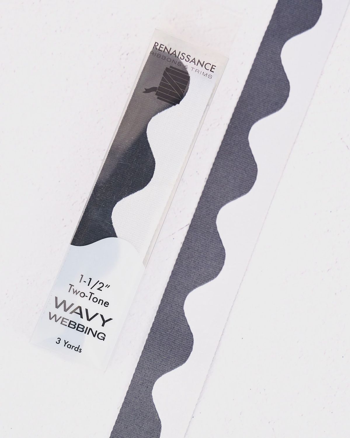 Wavy Webbing 1.5" Wide 3yd Pack (Assorted colors), Renaissance Ribbons, Color: Ash