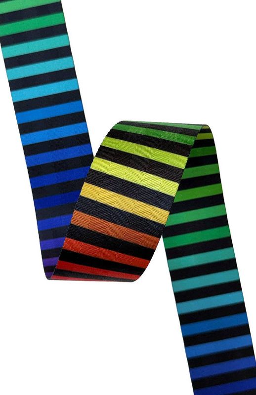 Black &amp; Rainbow Stripe - 2in Handle Webbing,  by the yard