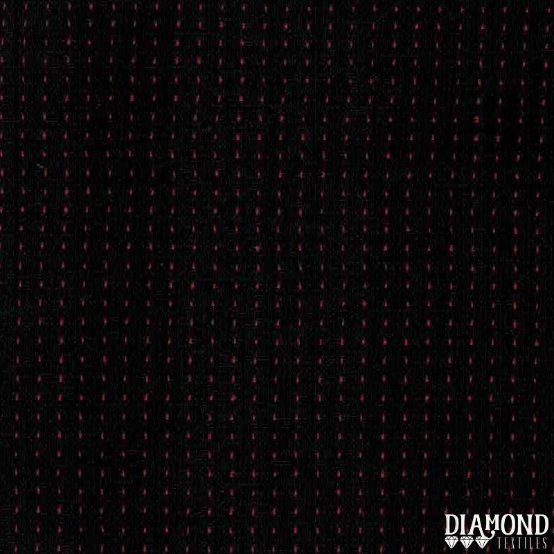Nikko Top Stitch Textured Cotton Black with Red Stitches