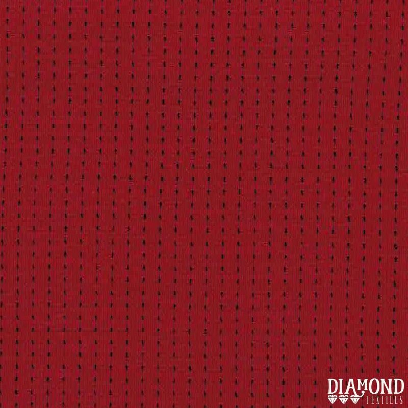 Nikko Top Stitch Textured Cotton Red with Black Stitches
