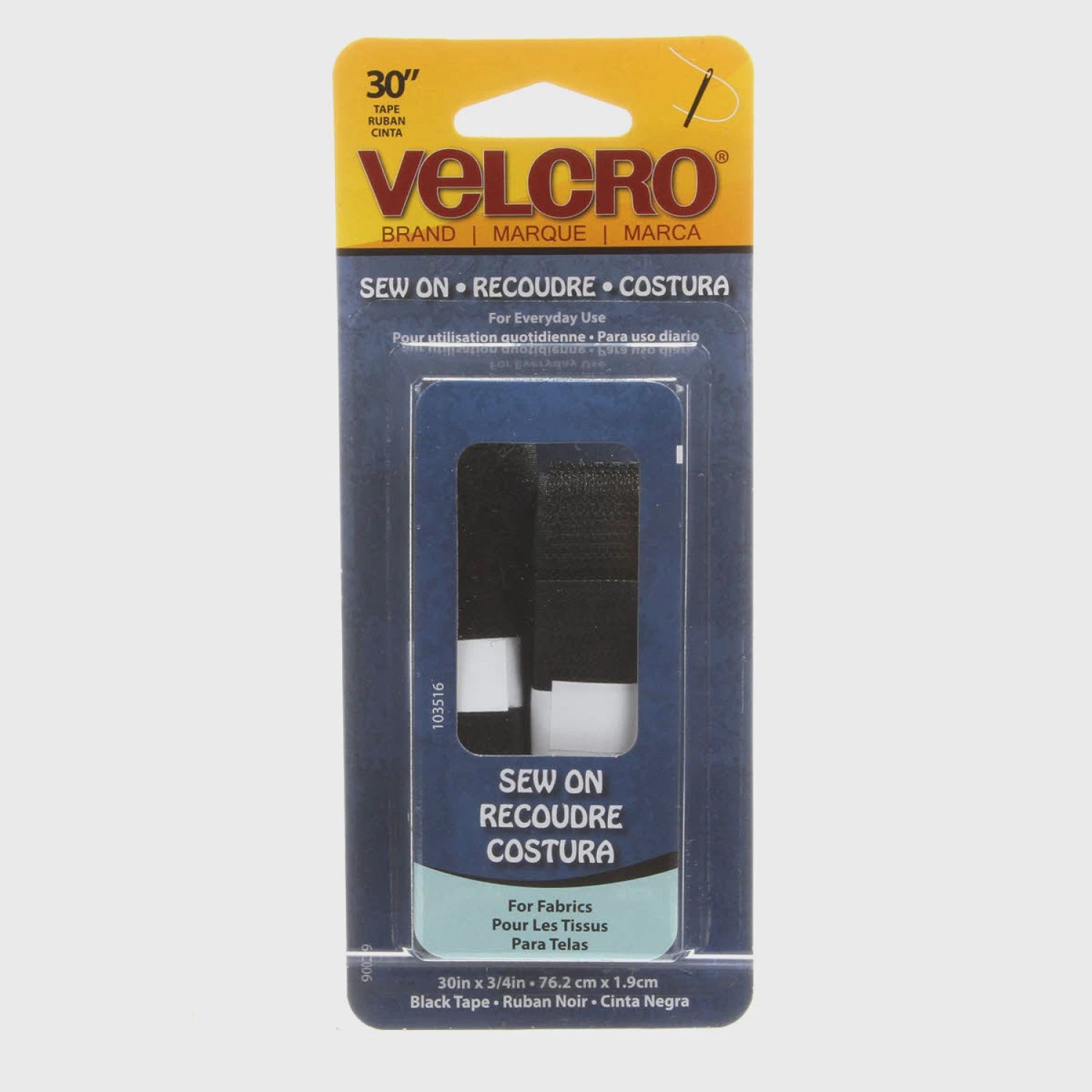 VELCRO® Brand Fastener Regular Duty Strip, Black, 3/4in x 30in