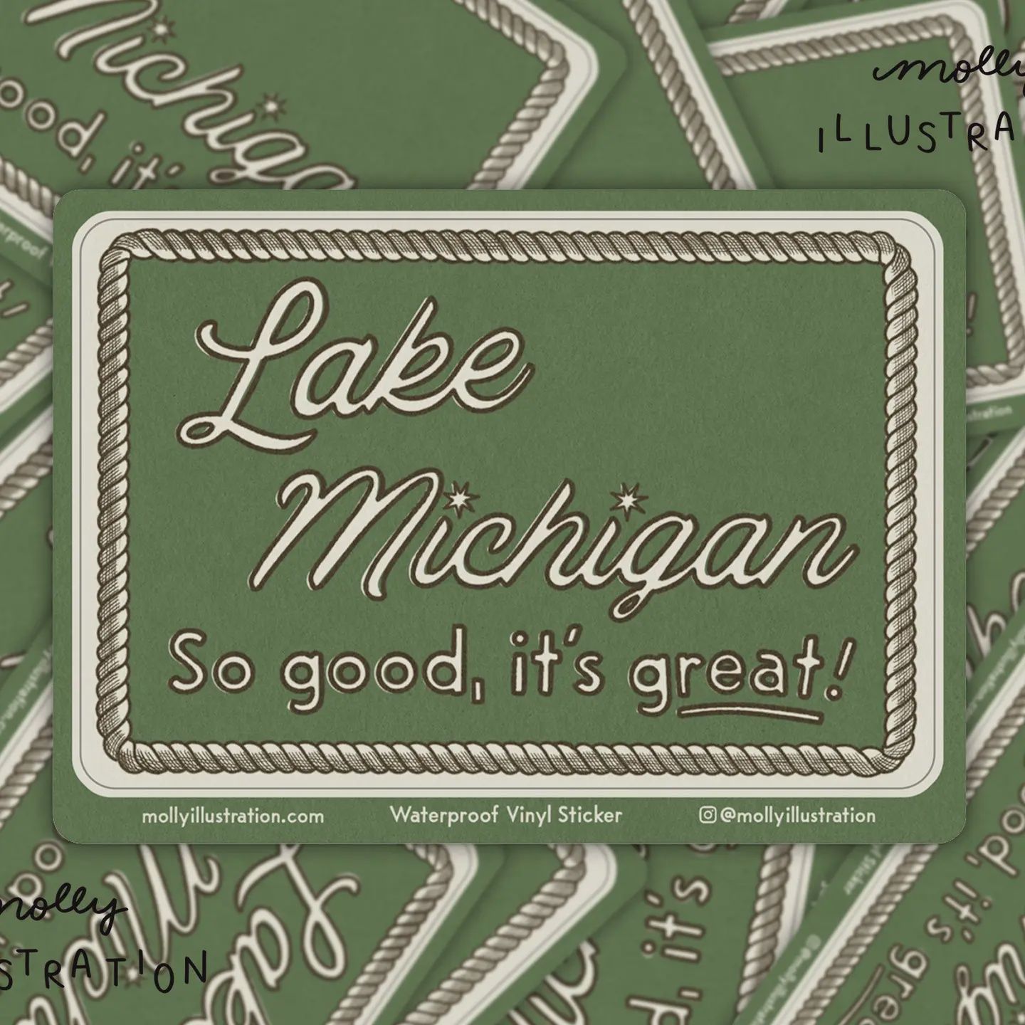 Lake Michigan, So Good Vintage Style Waterproof Vinyl Sticker