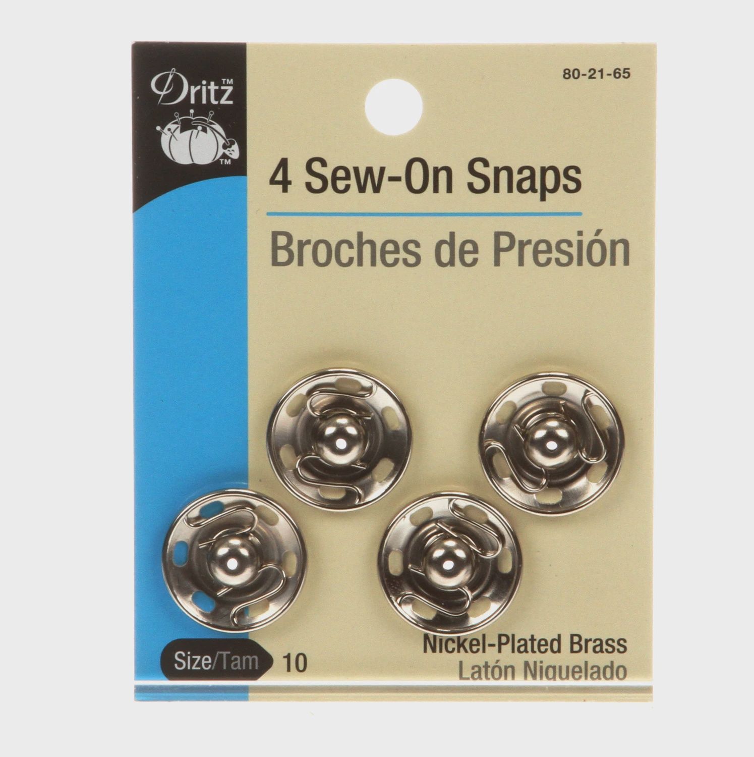 Snap Sew-On Size 10 Nickel 4ct