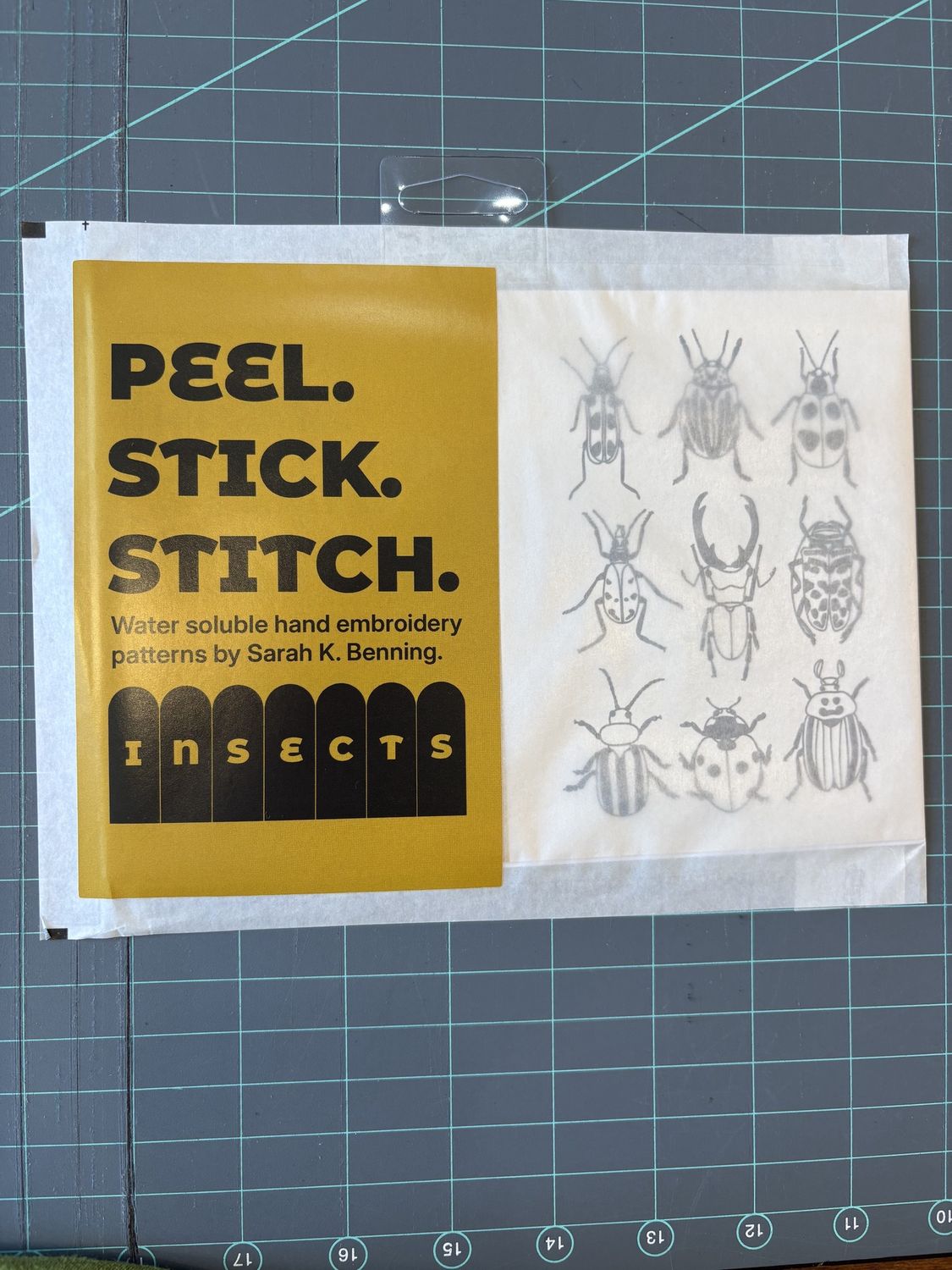 Beetles Insects Washable Embroidery Transfer, Peel. Stick. Stitch.