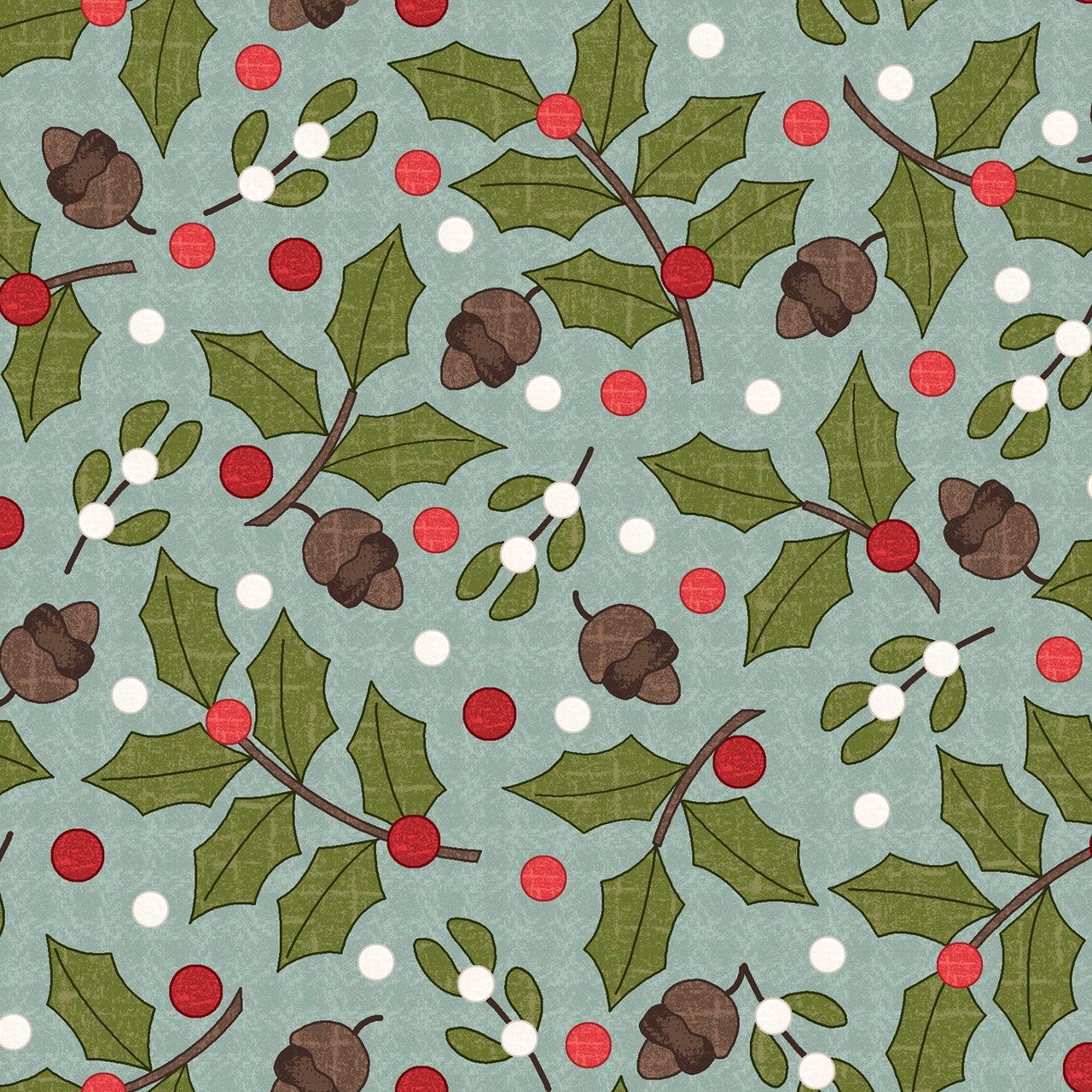 Greenery in Aqua, Snowtop Mountain Flannel