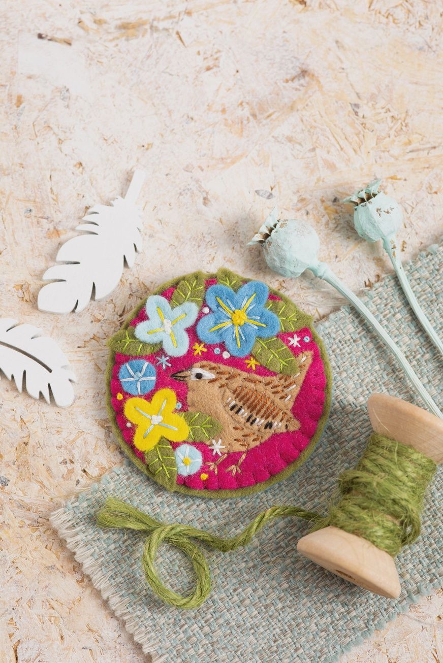 Wren Brooch Felt Embroidery Kit