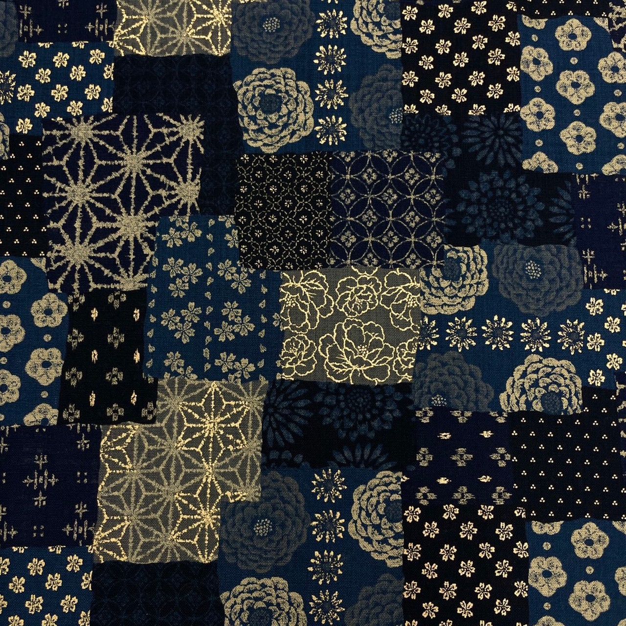 Wado Indigo with Gold, Cotton, Japanese Import