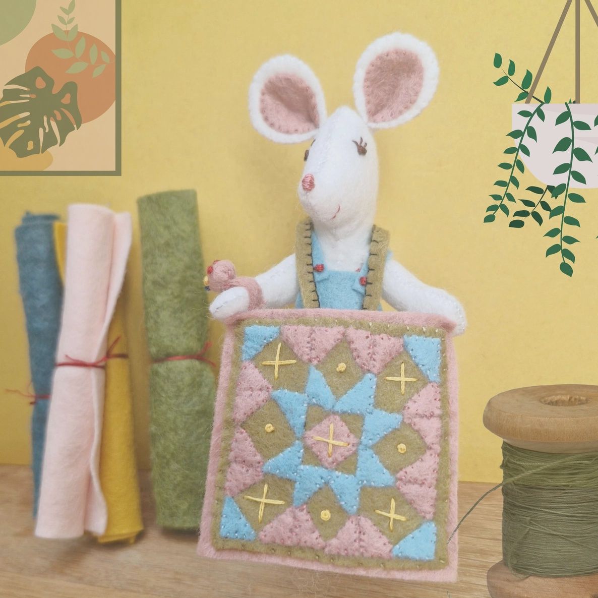 Little Miss Mouse Makes A Quilt, Wool Embroidery Kit