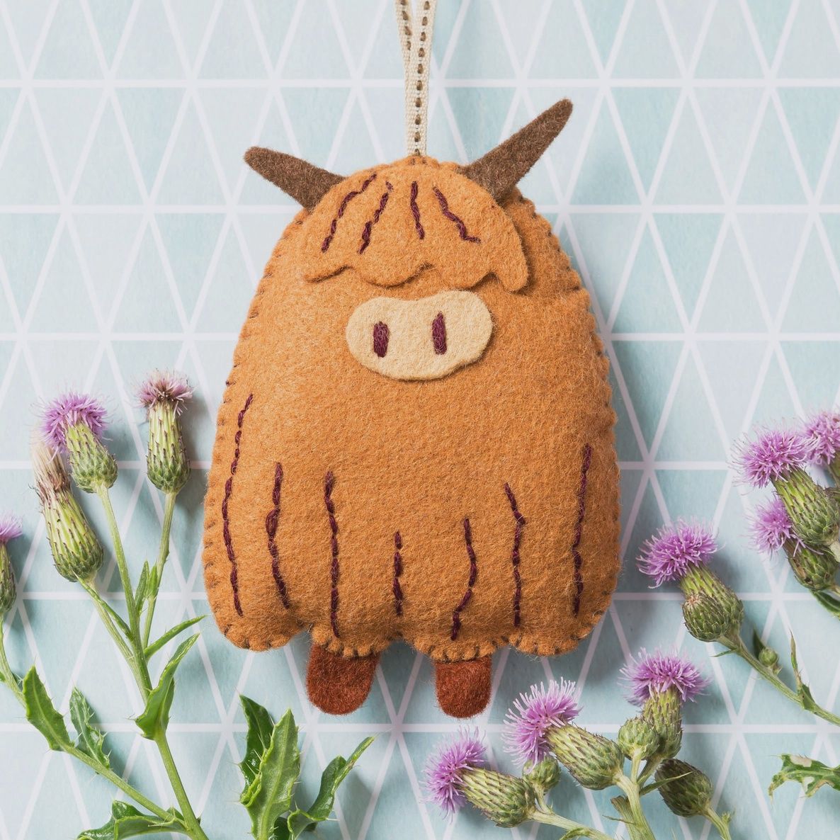 Highland Cow Wool Felt Embroidery Kit