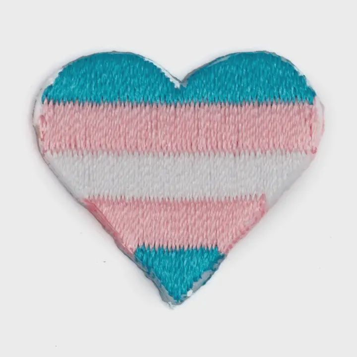 Trans Pride Heart Mini, Embroidered Sticker Patch
