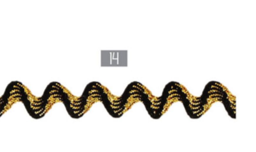 Ric Rac with Gold Metallic Accent 8mm (assorted color) by the yard