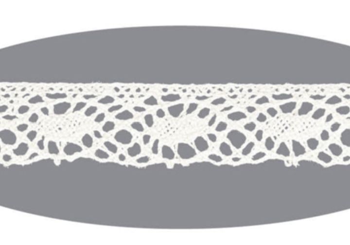 Cotton Lace 16mm White, by the Yard