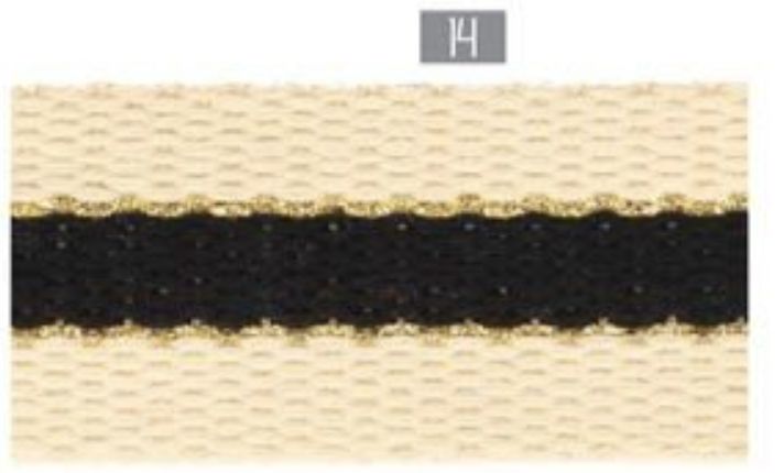 Striped Cotton Webbing with Metallic 1.25" (assorted colors), Color: Black 014