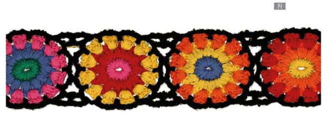 Crochet Rose Cotton Trim 1.75", by the yard