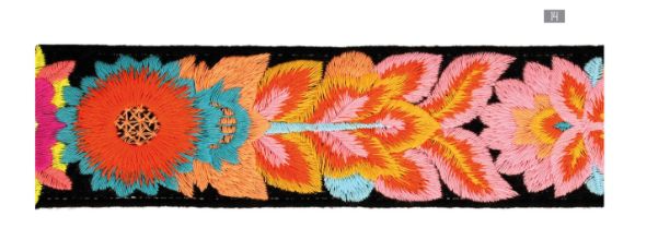 Large Floral Embroidered Trim 2", by the yard