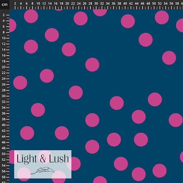 Navy with Pink Dot, Light and Lush Printed Viscose Twill