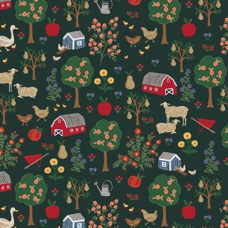 Farmhouse in Evergreen, Home Sweet Home, Printed Cotton