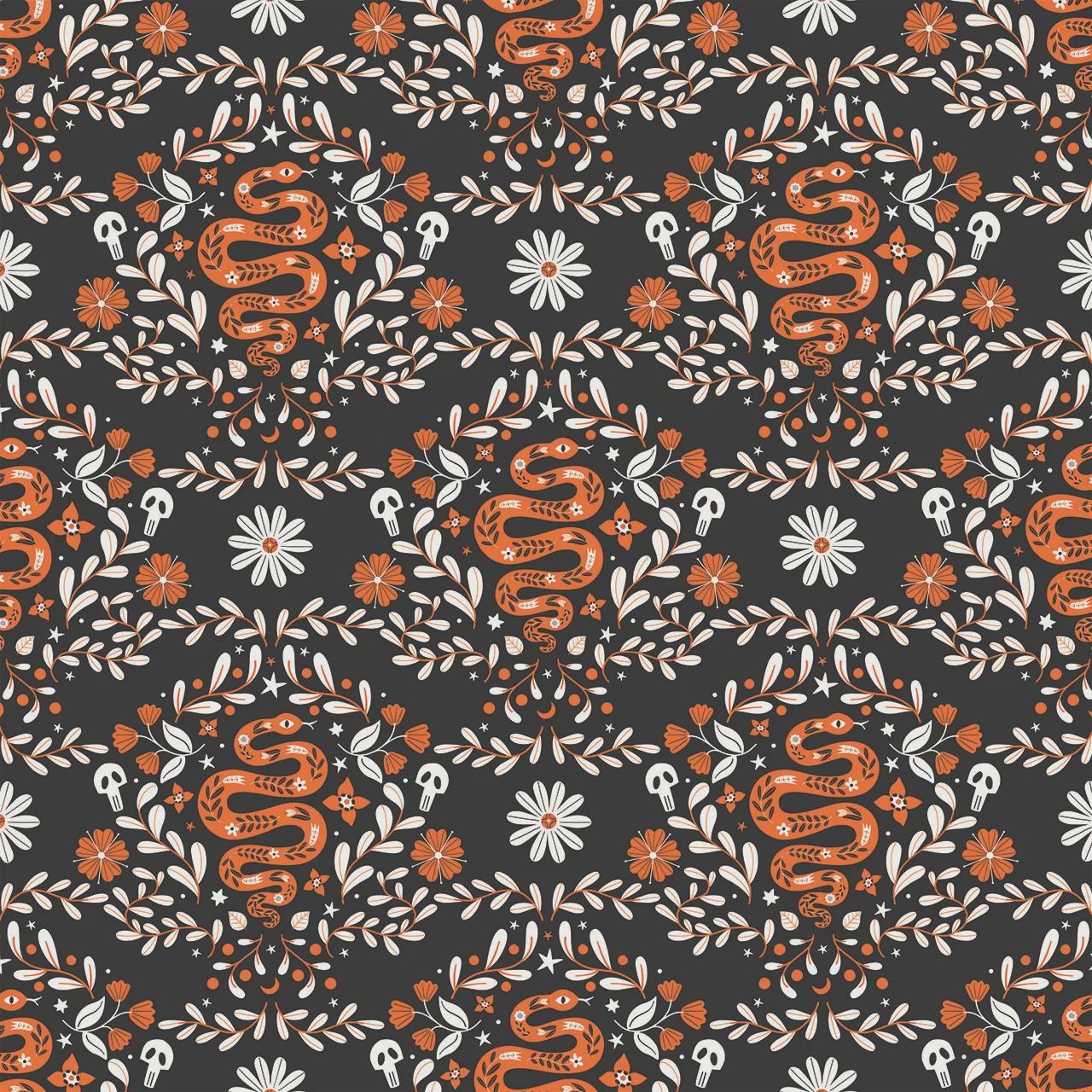 Serpent, Moonlight &amp; Magic, Printed Cotton