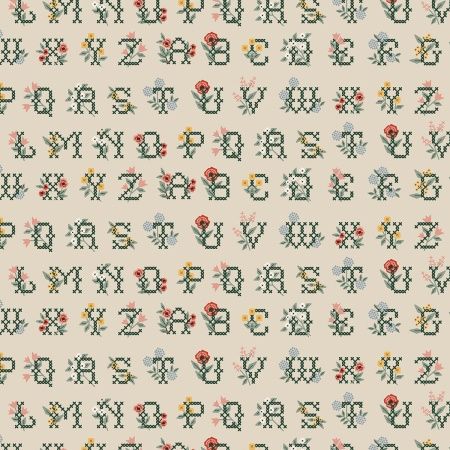 Cross Stitch Letters, Home Sweet Home, Printed Cotton