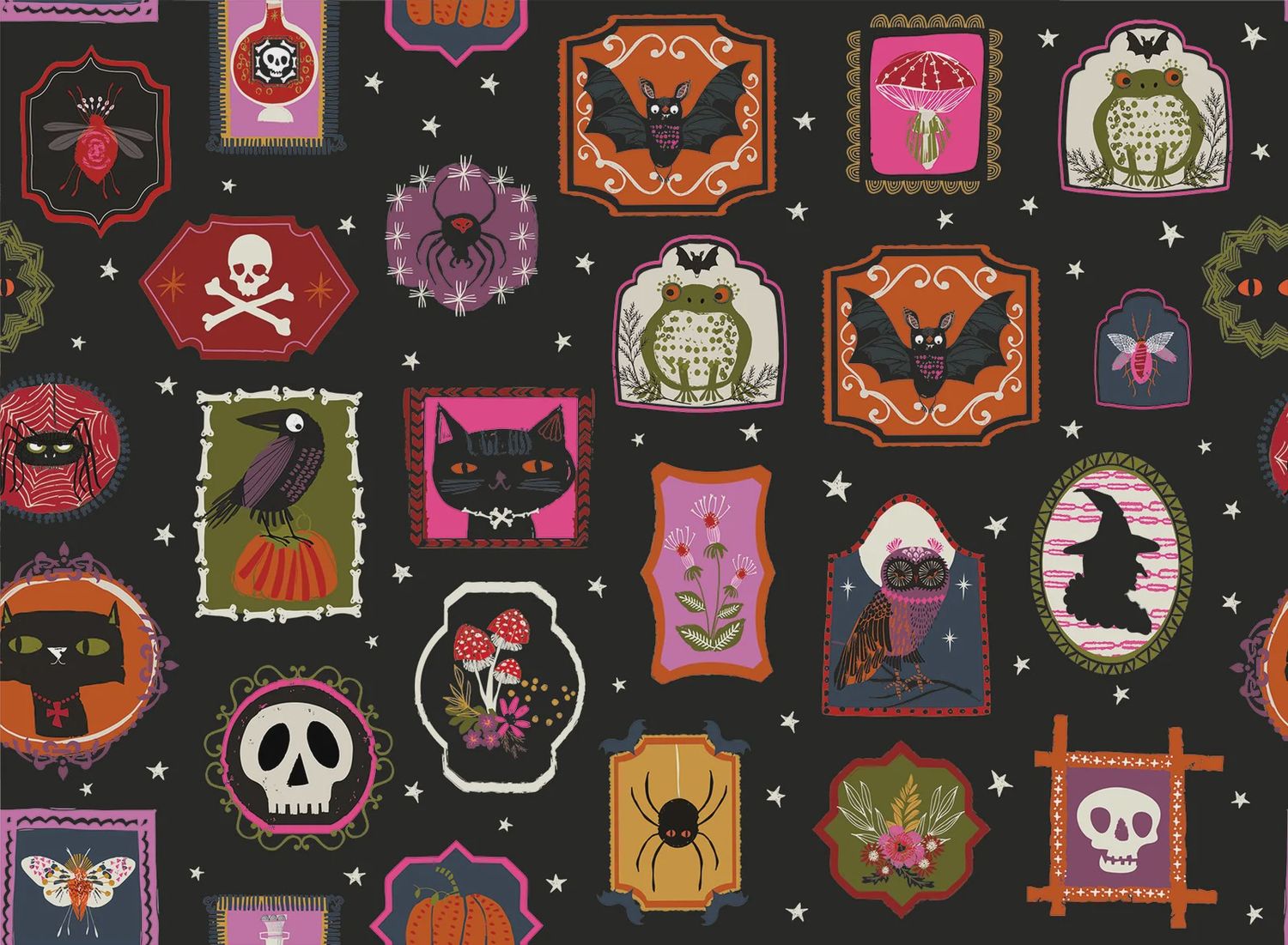 Ghoulish Gallery, Hocus Pocus, Printed Cotton