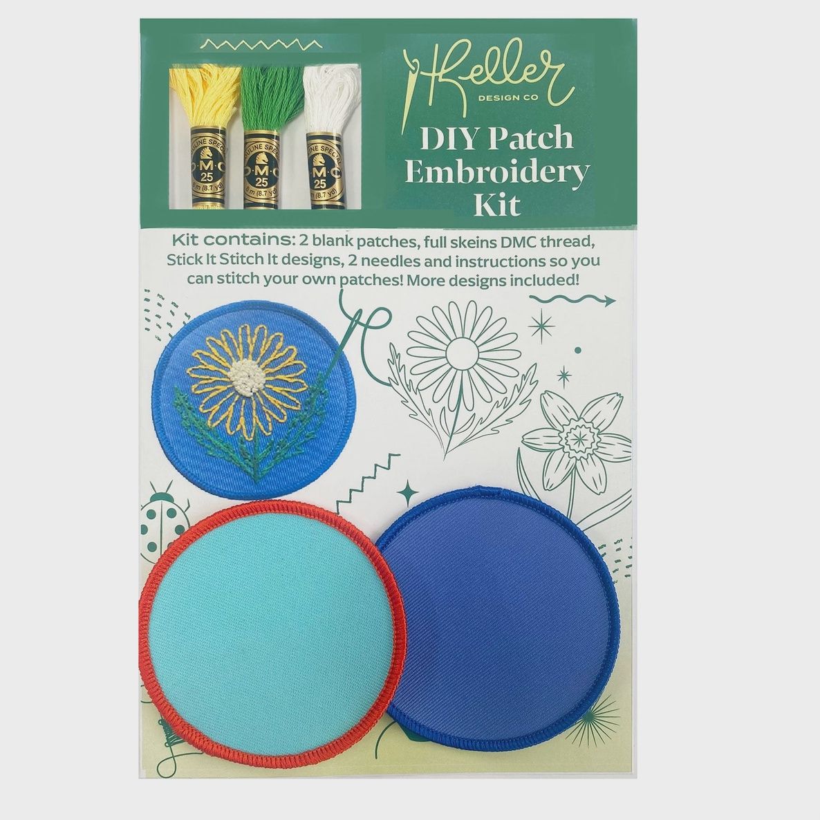 DIY Embroidery Patch Kit, Floral