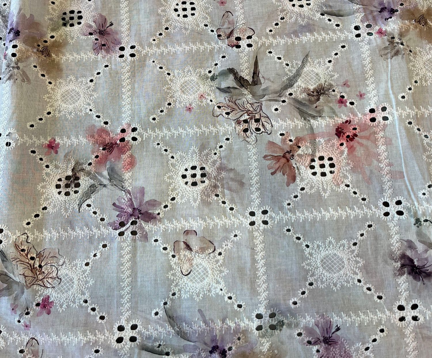 Cotton Eyelet, Watercolor Florals and Butterflies