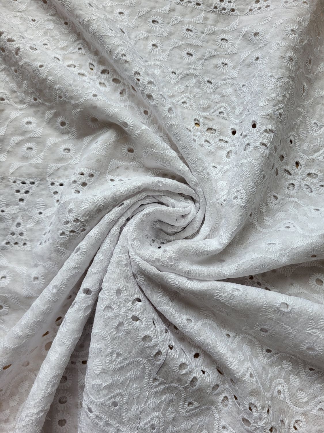 Eyelet Embroidered Cotton (assorted colors), Color: White