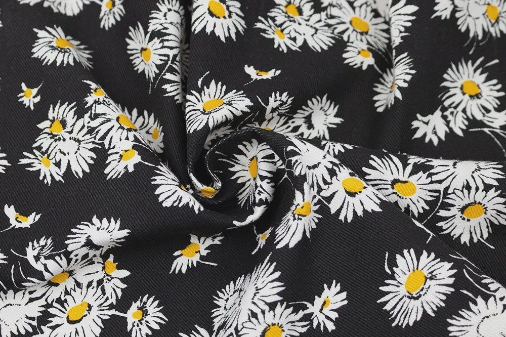Bull Denim, Daisy Black and Whie